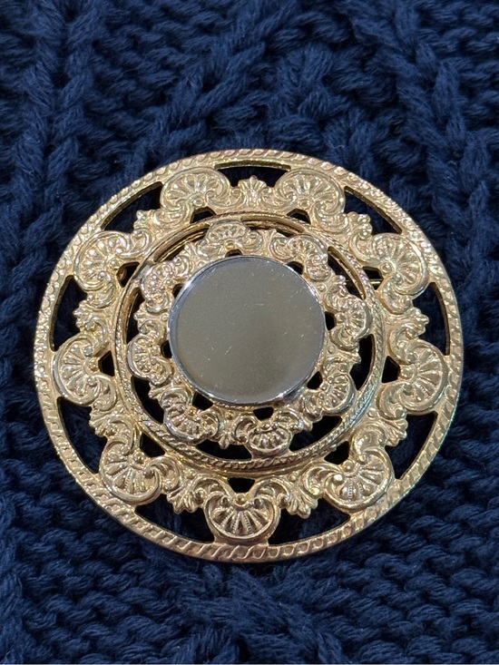 SHP Inc. Jewelry - Vtg 1960s SHP Inc Stanley Home Products Gold Openwork Smoky Glass Brooch
